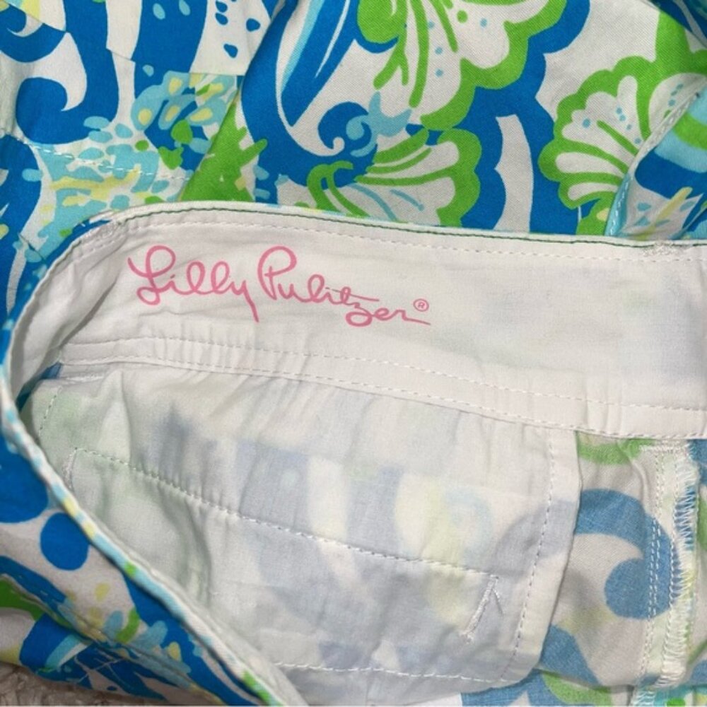 Lilly Pulitzer Shorts Women's Size 2 US White Blue Green 5" Callahan Cotton - Picture 7 of 12